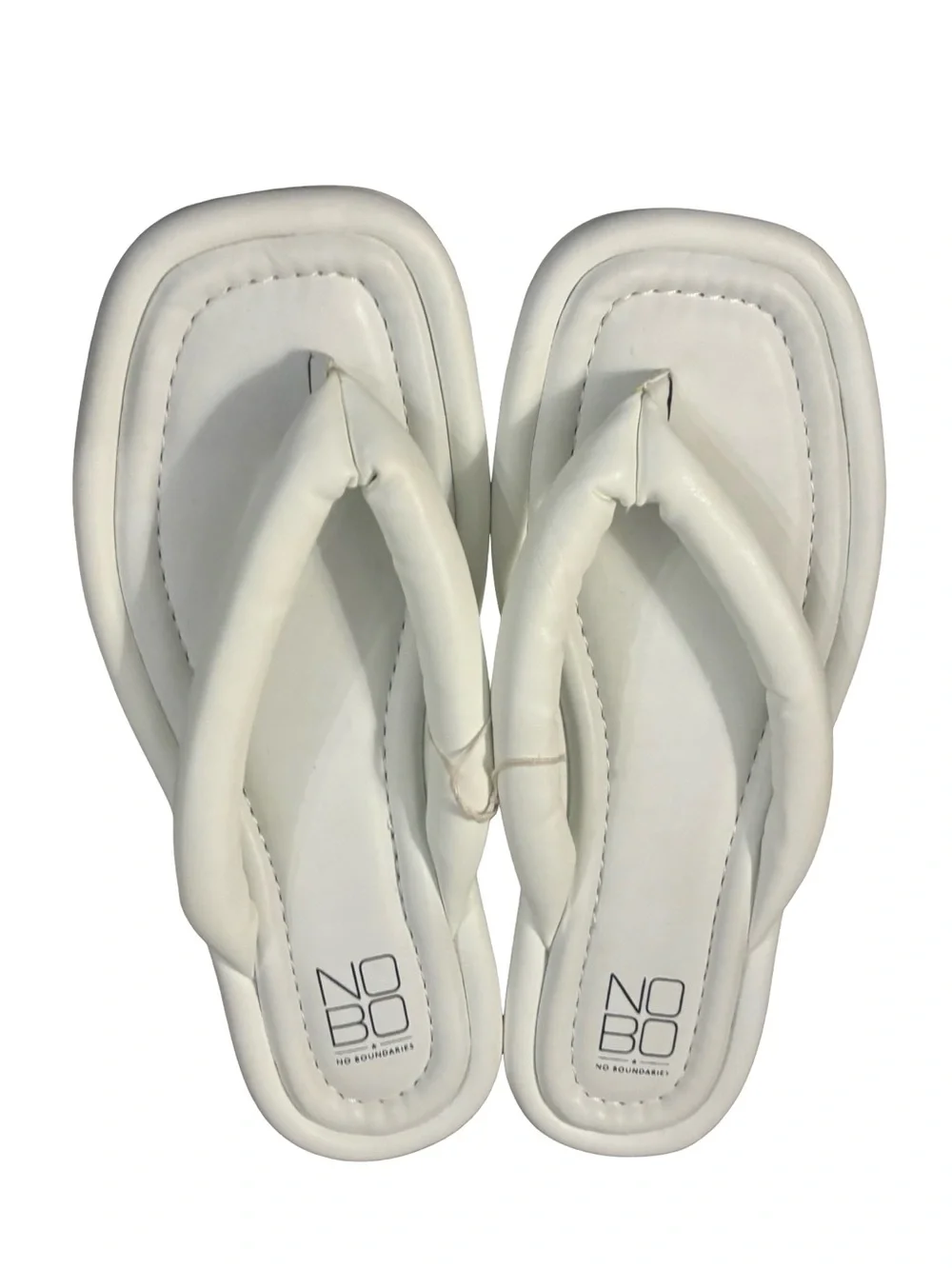 No Boundaries Women's White Padded Comfort Casual Loungewear Thong Sandals Sz 9